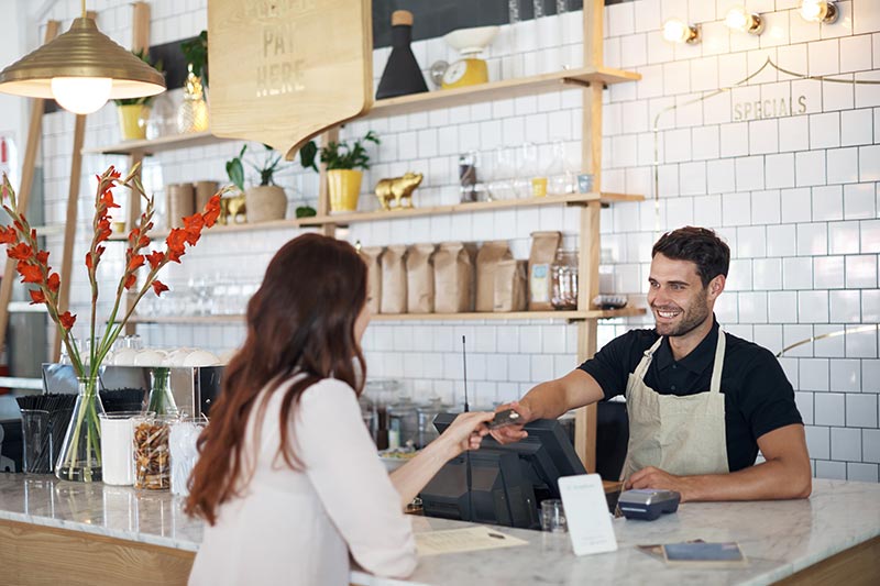 female customer at a coffee shop
