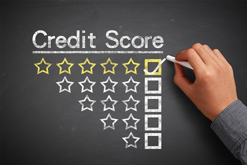 chalkboard with credit score check boxes