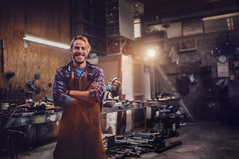 machine shop owner in his workshop