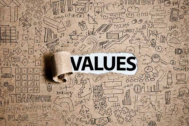 variety of illustrations with values concept