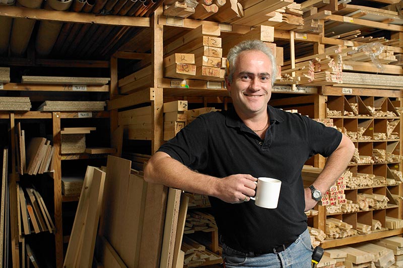 male employee in a woodworking shop