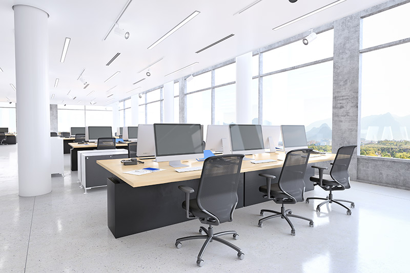 modern business office with a beautiful view
